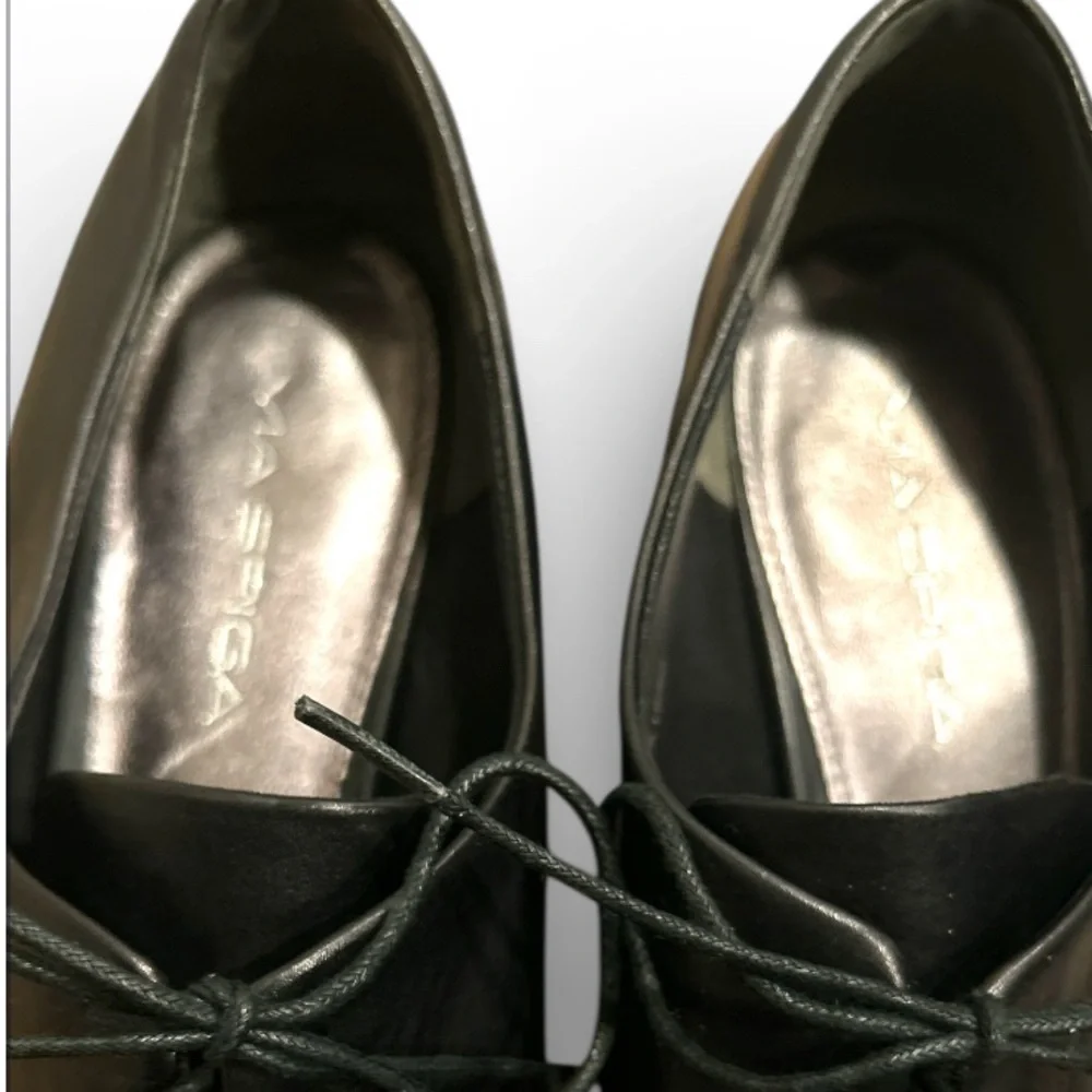 🏷️ Via Spiga Black Leather Men's Oxfords